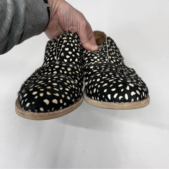 All Black Fur Cutout Cowman Animal Print Oxford Loafers Size 39.5 - Picture 4 of 10